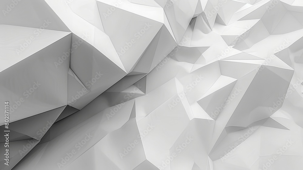 A low poly render of a white geometric landscape. A low poly render of a white geometric landscape.