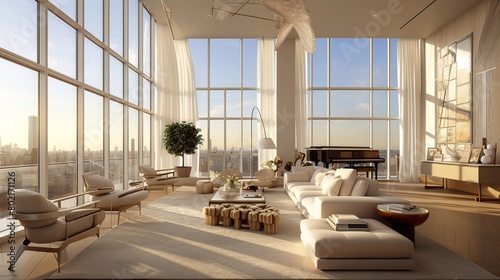 apartment living room interior in New York city. Cozy home bedroom interior with sofa. AI Generative