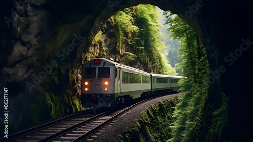 Train, Tunnel, Travel, Green, Grass, Track, Sky Blue