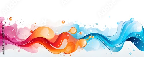 Colorful background with colorful waves and bubbles on white background  colorful background design  colorful background  illustration of colorful abstract background with wavy