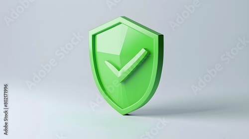Wallpaper Mural cartoon 3d Icon safety shield check mark perspective . green symbol security safety icon. Checkmark in minimalistic style. 3d vector illustration. white background Torontodigital.ca