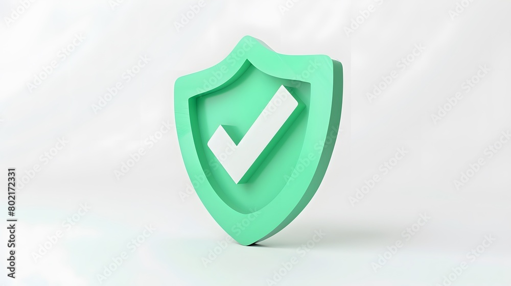 cartoon 3d Icon safety shield check mark perspective . green symbol security safety icon. Checkmark in minimalistic style. 3d vector illustration. white background cartoon 3d Icon safety shield check mark perspective . green symbol security safety icon. Checkmark in minimalistic style. 3d vector illustration. white background