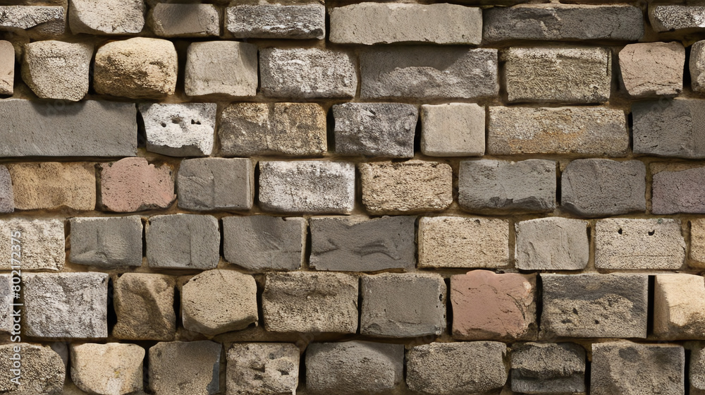 Stone Wall Texture. Brick Wall Background. Rough Stone Surface. Ancient Brickwork. Weathered Vintage Old Masonry Rustic Aged Architecture Pattern Urban Brown Grey Gray