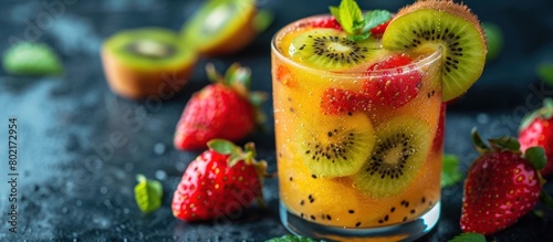 Honey Strawberry Kiwi Punch A Tempting and Refreshing Summer Beverage photo