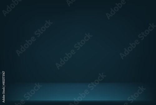 Blue navy background. Realistic studio wall. Minimal 3d shelf. Space for selling products on the website. Space for text. stand for products.