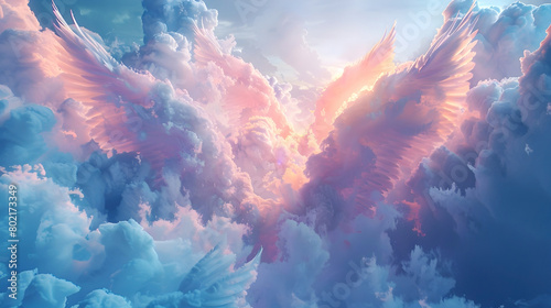 Angelic Embrace of Celestial Paradise:A Transcendent Vision of Ethereal Serenity and Sublime Radiance