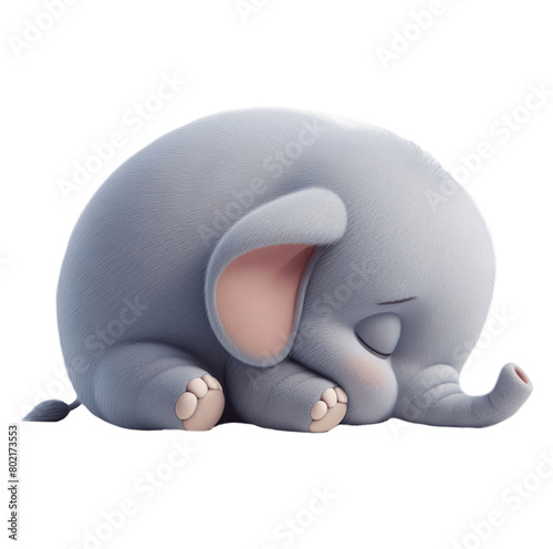 elephant, baby elephant, Isolated on transparent background,  3D illustrations, sleeping elephant illustrations. 