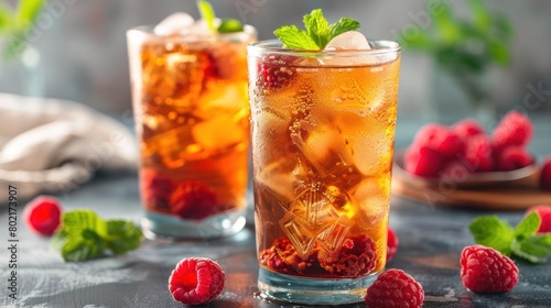 Honey Raspberry Mint Iced Tea A Colorful and Refreshing Summer Delight