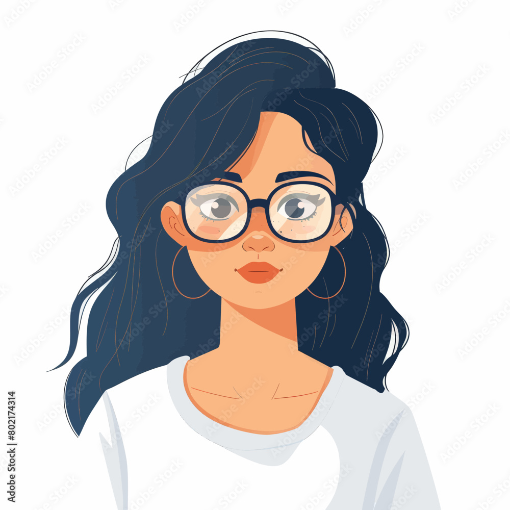 A woman with long hair and glasses is smiling A woman with long hair and glasses is smiling