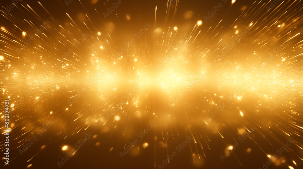 Naklejka premium Blurred light spots and golden holiday background