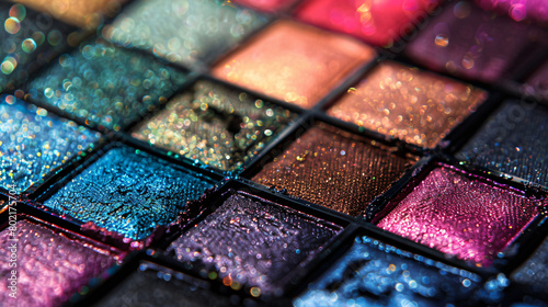 Beautiful palette of eyeshadows closeup