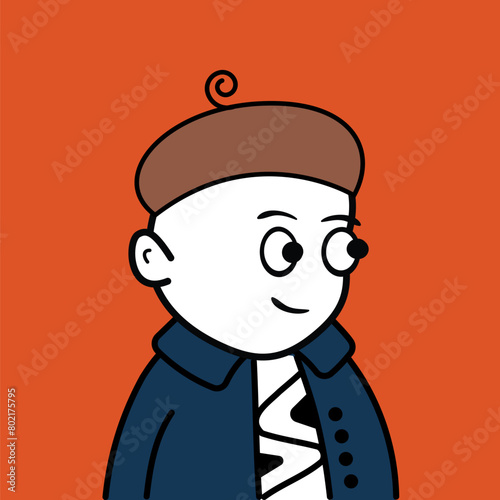 Cartoon Character Wearing Jacket vector illustration. People character icon concept. Doodle cool character NFTs.