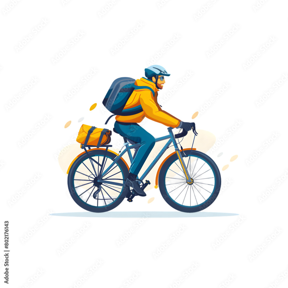 Obraz premium man riding a bike isolated on a transparent background