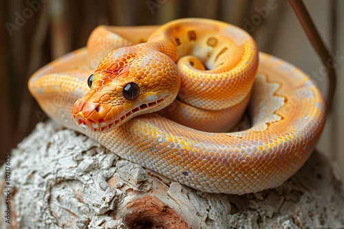 Close-up of a Burmese python (Python reticulatus)