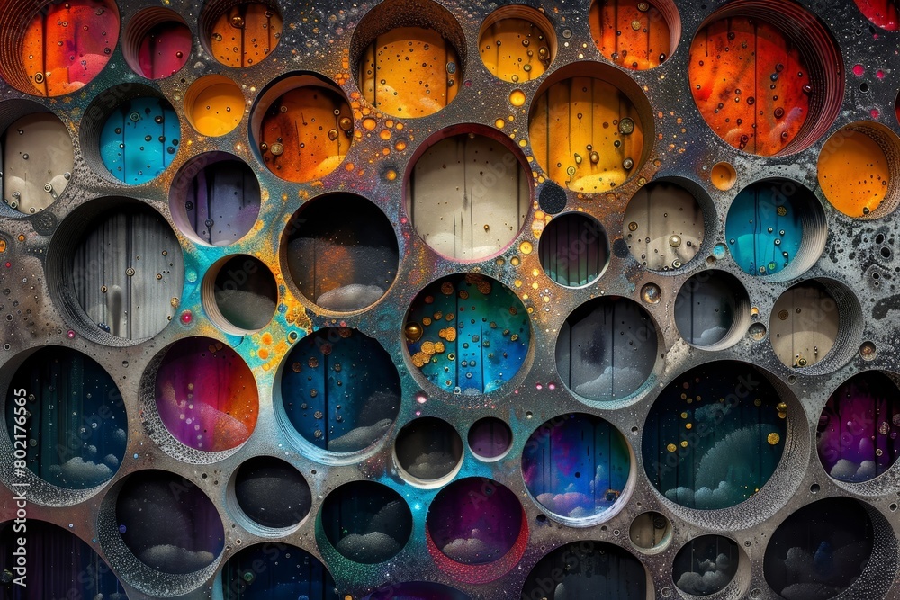 Colorful abstract painting with a pattern of circles. Colorful abstract painting with a pattern of circles.