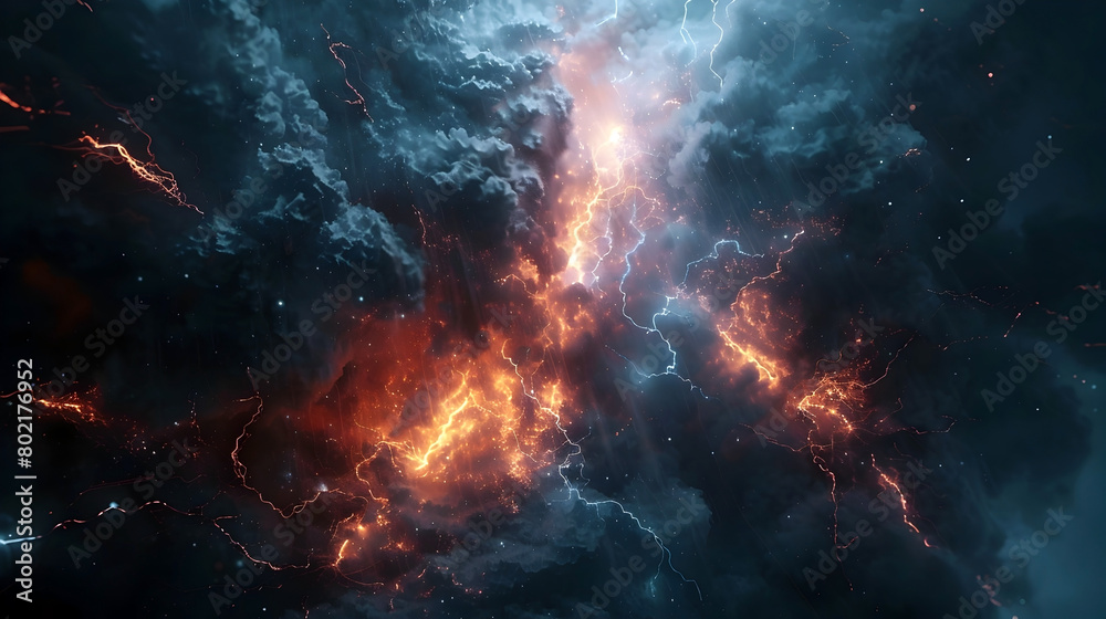 Dramatic Thunderstorm Rages with Captivating Bolts of Lightning Illuminating the Ominous Darkness in a and Cinematic Style Dramatic Thunderstorm Rages with Captivating Bolts of Lightning Illuminating the Ominous Darkness in a and Cinematic Style