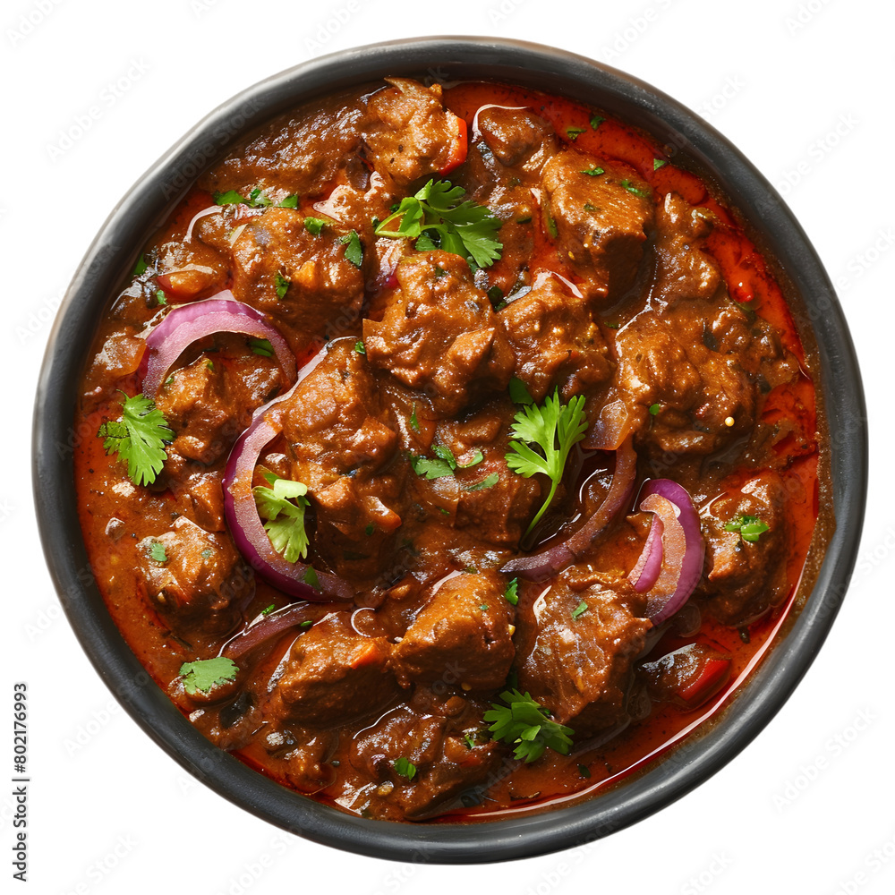 Rogan Josh Food Dish top view isolated on a transparent background Rogan Josh Food Dish top view isolated on a transparent background