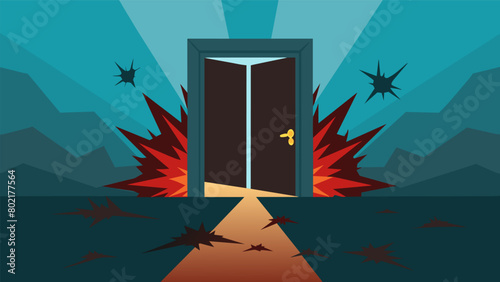 The final step causes the door to burst open releasing a barrage of terrifying images and sounds that will haunt your dreams..