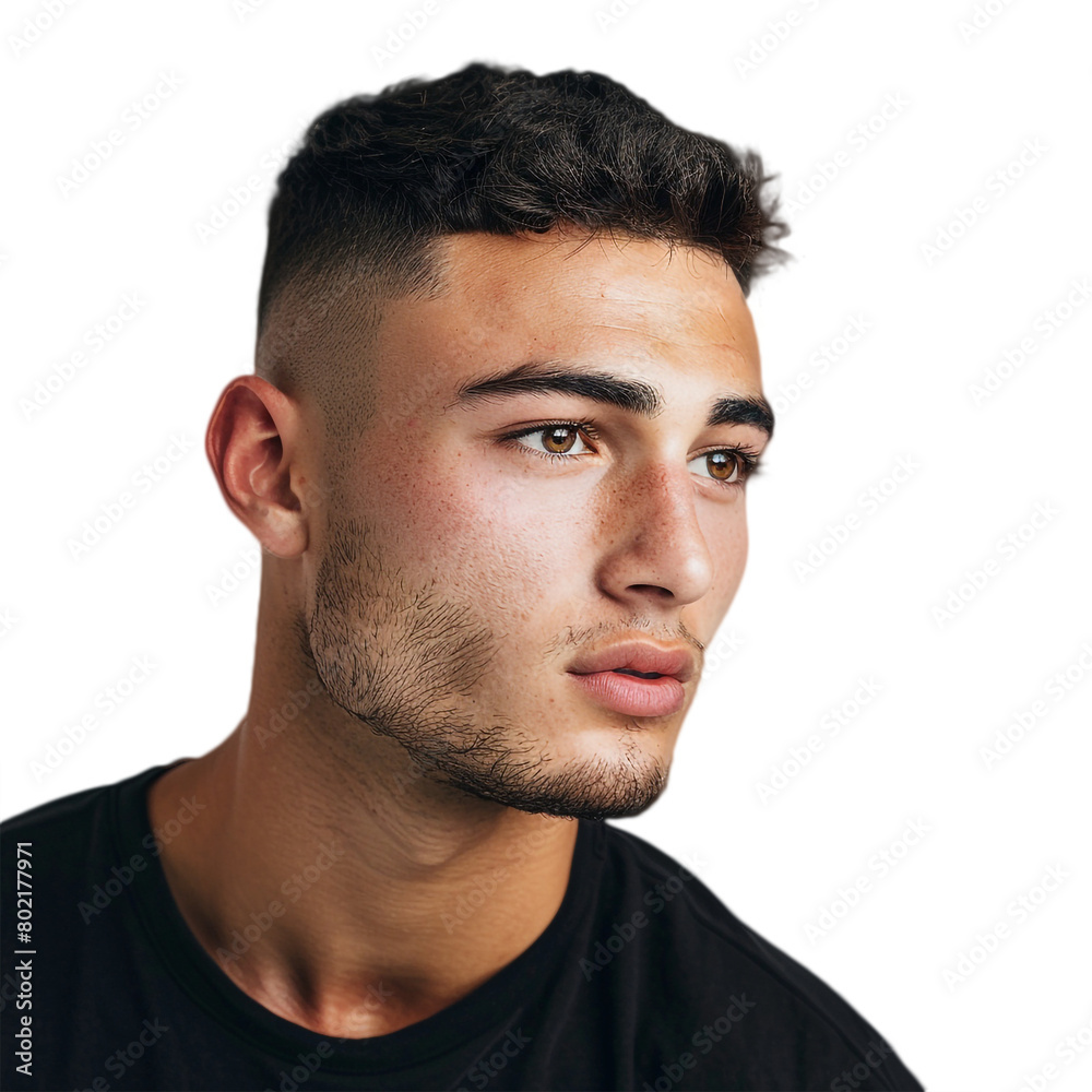Fototapeta premium A male model with high and tight isolated on a transparent background, a male model with a haircut