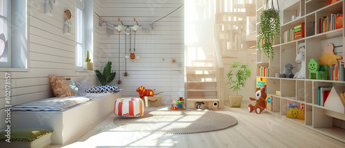 Contemporary Kids' Playroom: Cozy Design & Wooden Accents