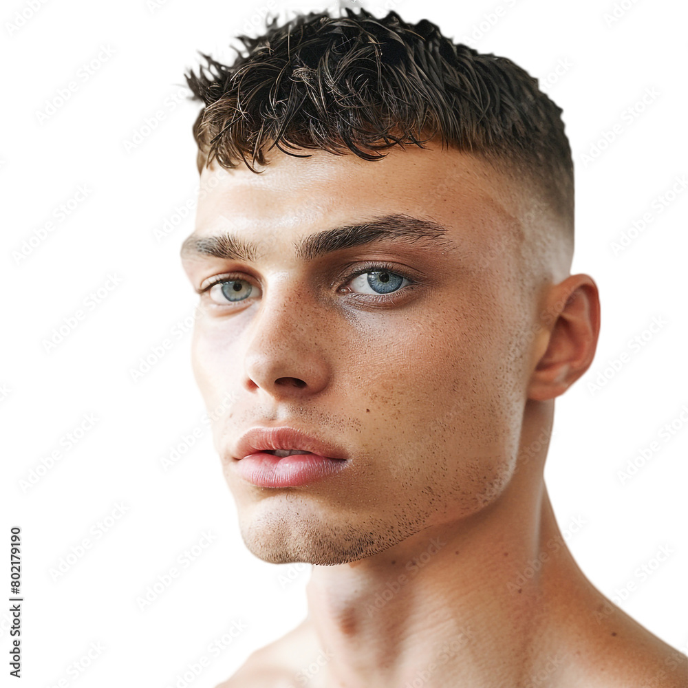 Obraz premium A man with a high and tight hairstyle isolated on transparent background