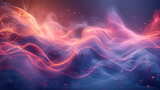 Flowing Abstract Waves in Vibrant Pink and Blue with Sparkling Particles and Soft Textured Gradient