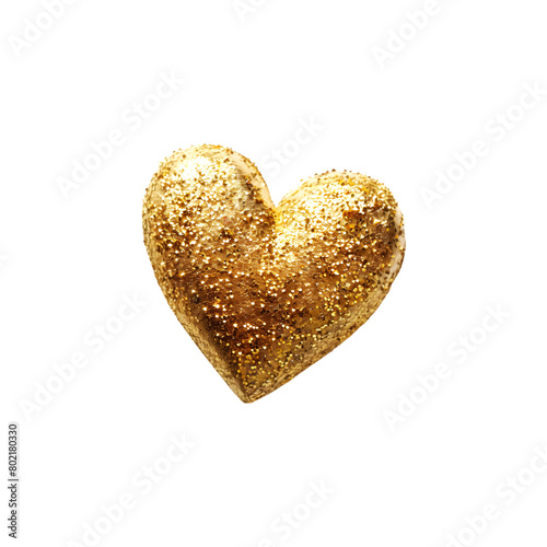 Gold heart isolated on a transparent background