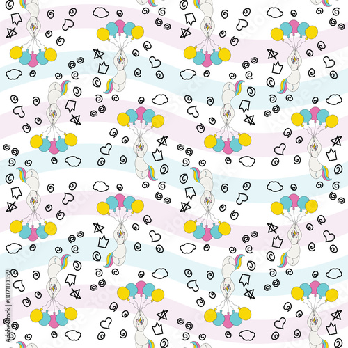 Cute Unicorn . Seamless repeating background texture pattern for fashion fabrics, textile graphics, prints  (ID: 802180359)
