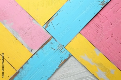 pastel painted wood planks arranged in a herringbone pattern