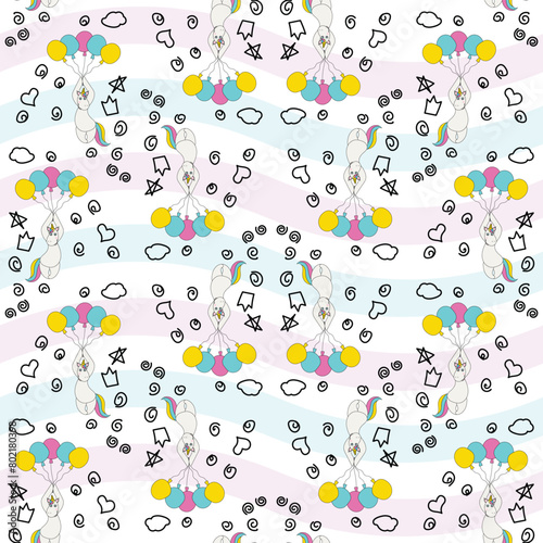 Cute Unicorn . Seamless repeating background texture pattern for fashion fabrics, textile graphics, prints  (ID: 802180398)
