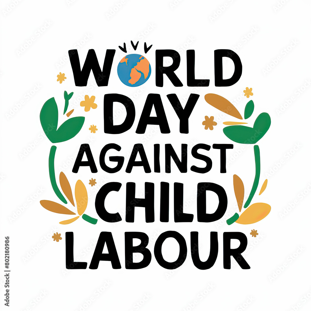 World Day Against Child Labour Child Labour Illustration Calligraphy World Day Against Child Labour Child Labour Illustration Calligraphy