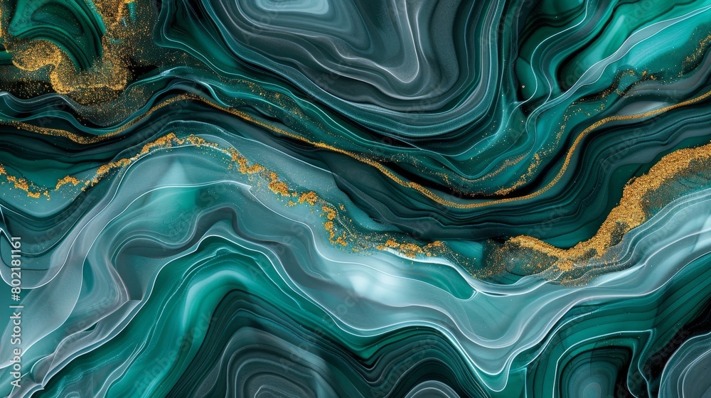 Obraz premium Teal and gold abstract painting with a marble-like appearance