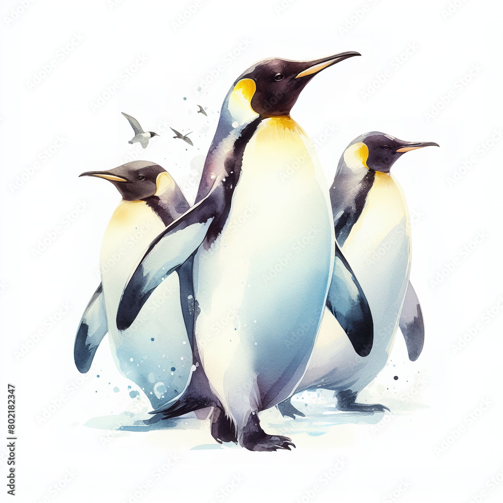 Fototapeta premium 흰 배경, 귀여운 황제펭귄 (White background, cute emperor penguin)