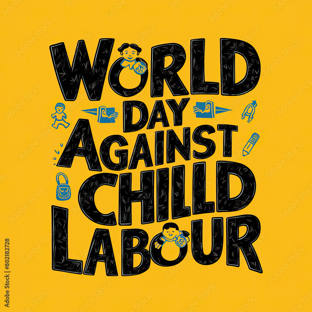 World Day Against Child Labour Child Labour Illustration Calligraphy World Day Against Child Labour Child Labour Illustration Calligraphy