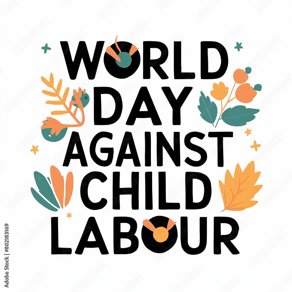 World Day Against Child Labour Child Labour Illustration Calligraphy World Day Against Child Labour Child Labour Illustration Calligraphy