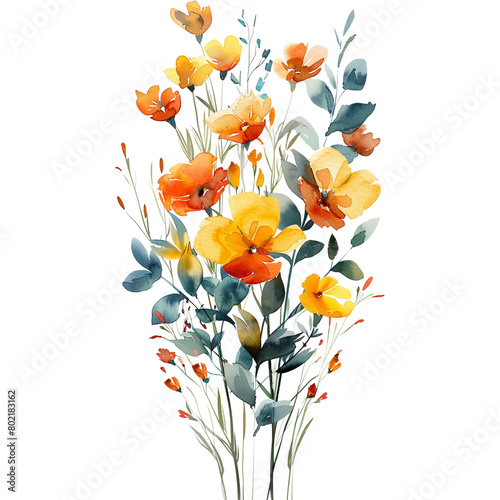 watercolor summer wildflower floral decoration (ID: 802183162)
