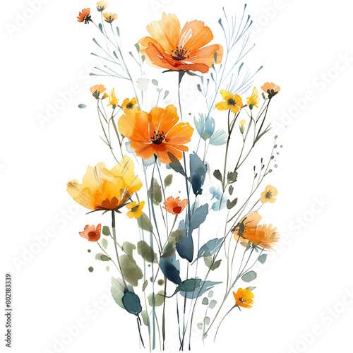 watercolor summer wildflower floral decoration (ID: 802183339)