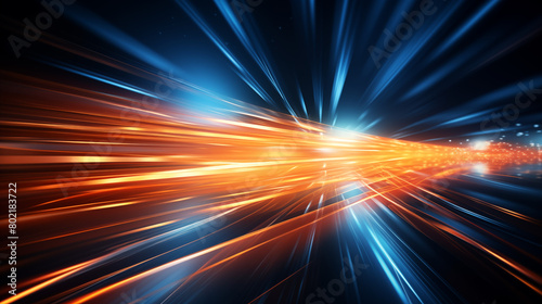 Abstract Speed of Light Orange and Blue Digital Wallpaper