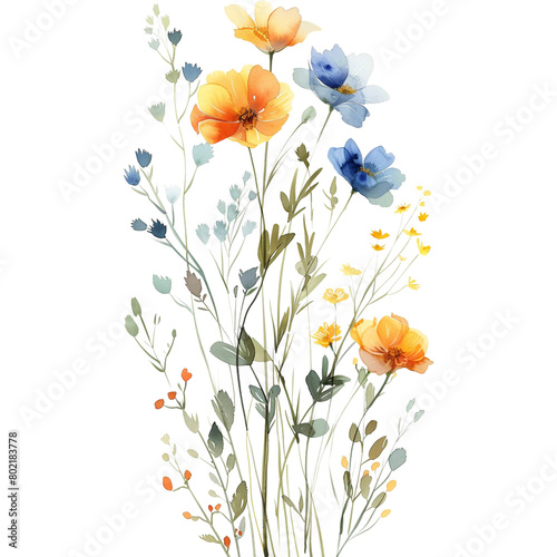 watercolor summer wildflower floral decoration (ID: 802183778)