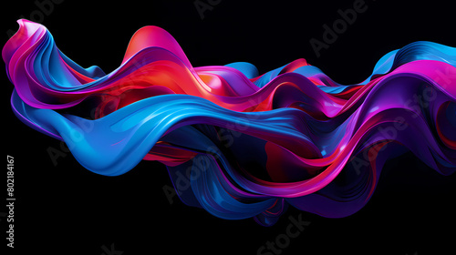a composition of blue, pink, and purple liquid gracefully flowing on a black background