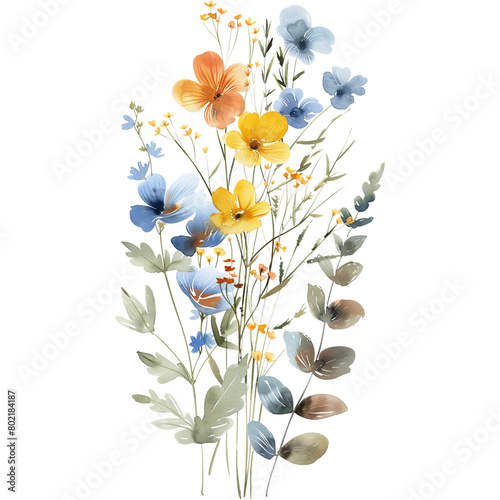 watercolor summer wildflower floral decoration (ID: 802184187)