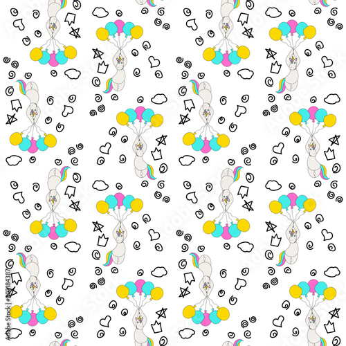 Cute Unicorn . Seamless repeating background texture pattern for fashion fabrics, textile graphics, prints  (ID: 802184387)