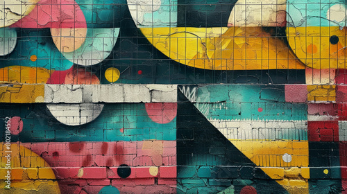 Vibrant urban street art showcasing contemporary artistic expressions through colorful and intricate abstract graffiti.