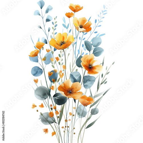 watercolor summer wildflower floral decoration (ID: 802184762)
