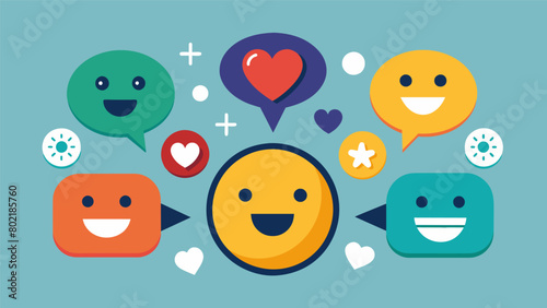 A series of emoticons portraying different emotions and mental health conditions accompanied by positive affirmations and messages of hope from forum. Vector illustration