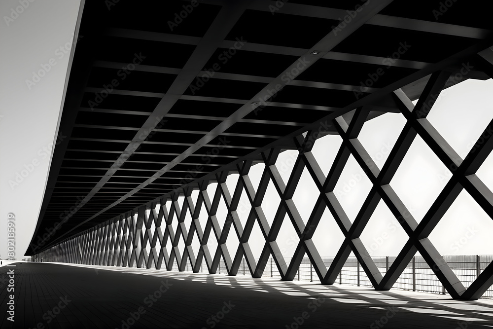 Fototapeta premium Modern architecture abstract background. Black and white. 3D Rendering