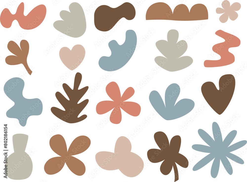 Vector illustration of organic abstract shapes in pastel colors. Collection of forms in flat style. Vector illustration of organic abstract shapes in pastel colors. Collection of forms in flat style.