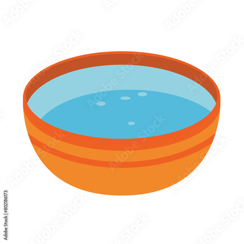 Water bowl vector image, basin filled with water, finger bowl or kobokan flat illustration isolated on white background photo