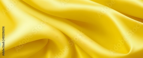 Yellow silk fabric with soft texture and elegant flowing waves