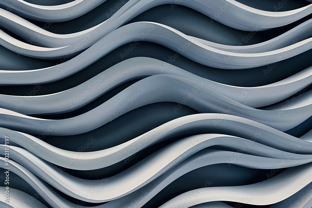 Obraz premium Streamlined 3D seamless pattern with smooth curves and sleek lines, creating a modern and refined aesthetic. Suitable for digital and graphic design purposes.
